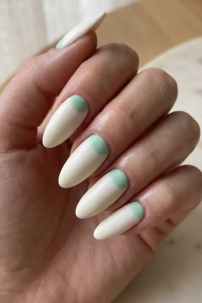 vanilla-mint-half-moons-pastel-summer-nail-design-ideas