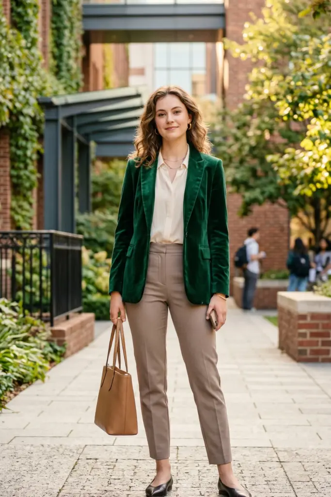 velvet-blazer-chiffon-blouse-cigarette-pants-elegant-aesthetic-school-outfit-design-ideas-going-viral