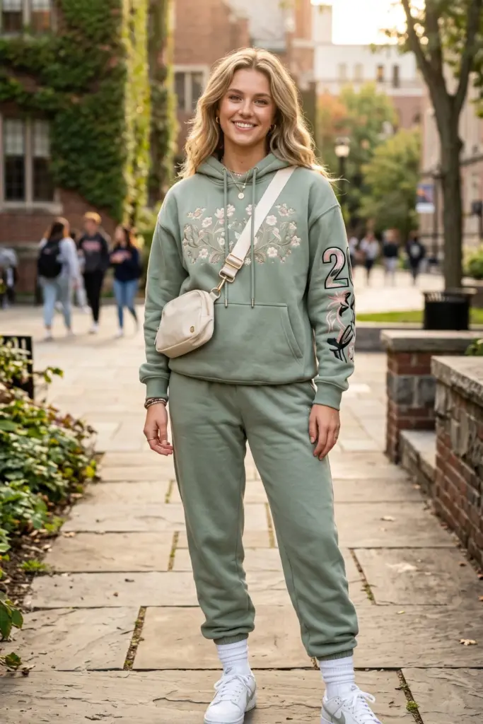 viral-trendy-school-outfits-monochrome-hoodie-sweatpants-set-white-sneakers-chic-ideas