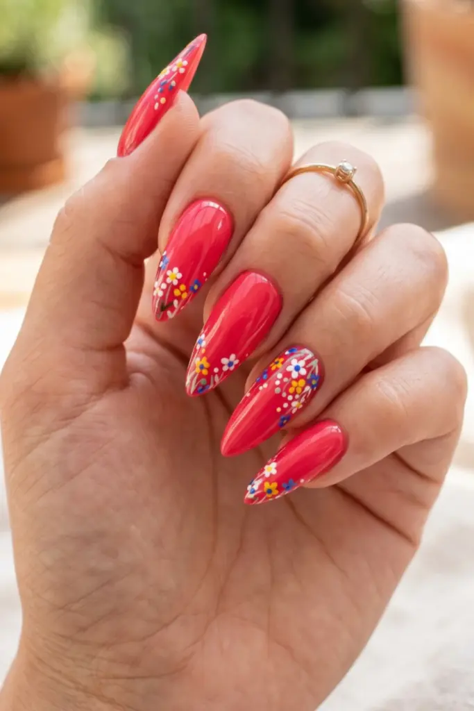 watermelon-red-floral-mix-ravishing-red-stiletto-nails-floral-summer-designs-ideas
