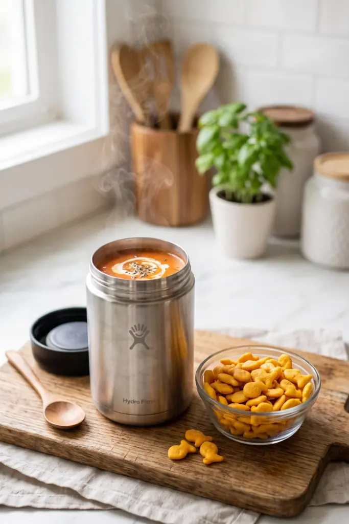 creamy-tomato-soup-with-goldfish-crackers-cozy-back-to-school-lunch-recipe-ideas-kids-will-actually-eat