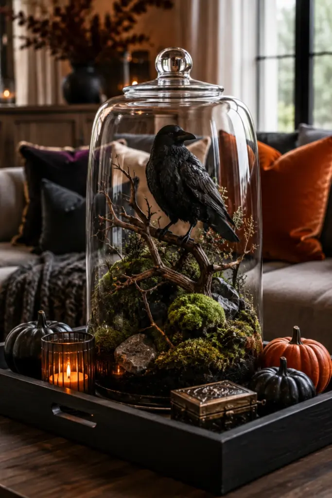 best-halloween-aesthetic-design-ideas-for-every-home-coffee-table-terrarium-raven-moss