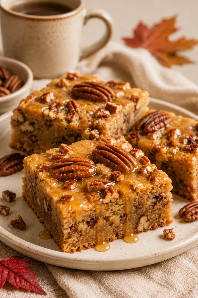 Chewy maple pecan blondies with toasted pecans are the best winter baking recipe ideas for cozy days.