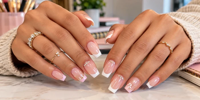 Classy cute French tip nail designs for school featuring elegant, simple, and polished nail ideas perfect for a stylish school look.