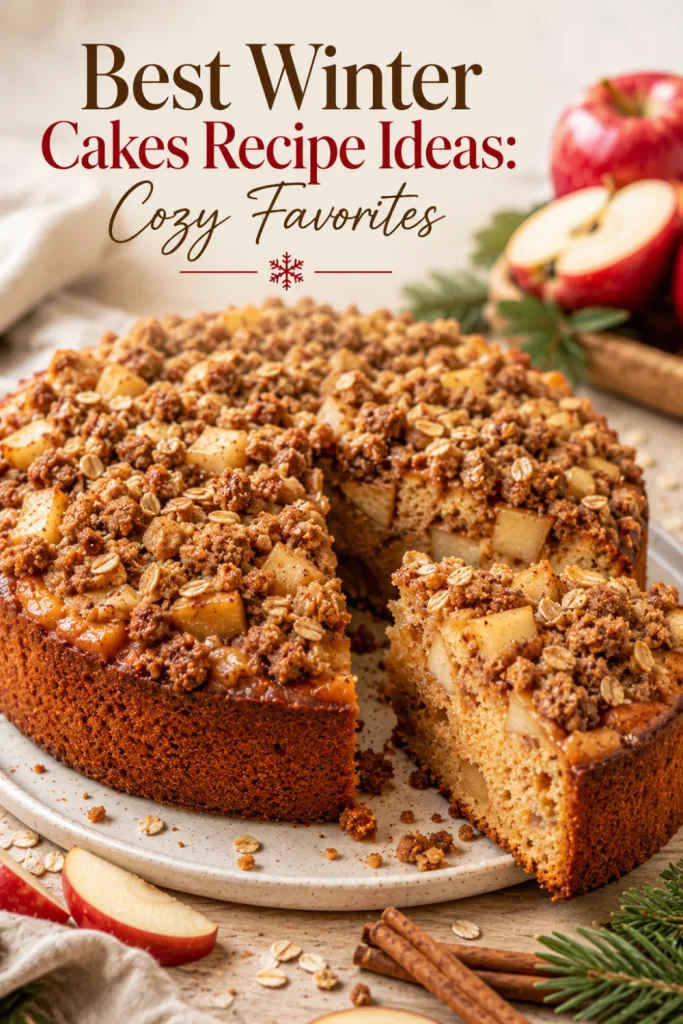Warm apple cinnamon cake with buttery brown sugar streusel and tender baked apples, styled for Best Winter Cakes Recipe Ideas: Cozy Favorites.