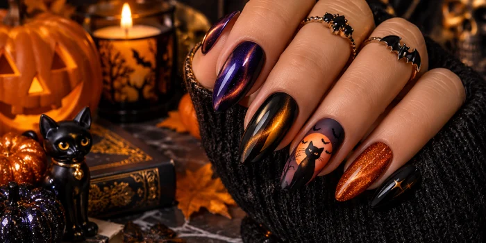 Best Halloween Cat-Eye Nail Design Ideas: Spooky Chic
