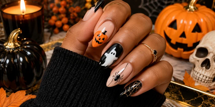 Simple Halloween Almond Nails Design Ideas: Easy Looks