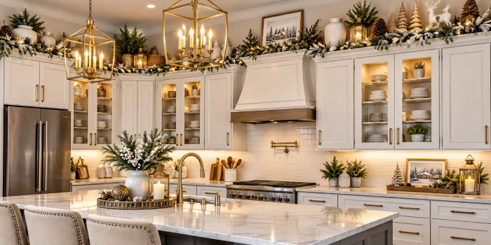 Modern Winter Decor Above Kitchen Cabinets: Ideas