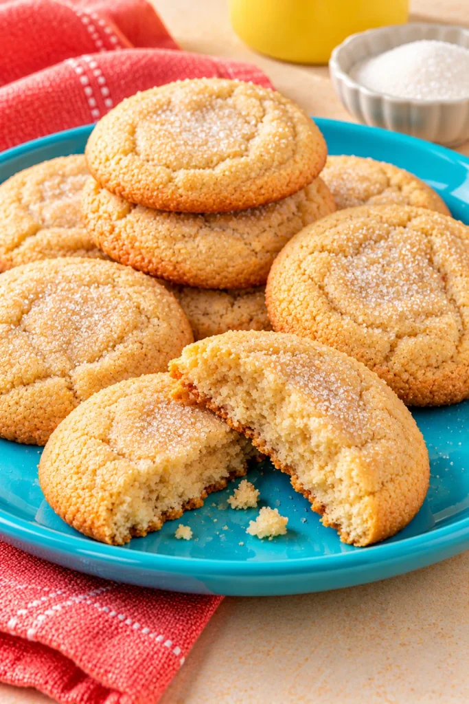 Easy soft sugar cookies with buttery golden edges, tender centers, and sparkling sugar-coated tops, perfect for homemade baking and sharing.