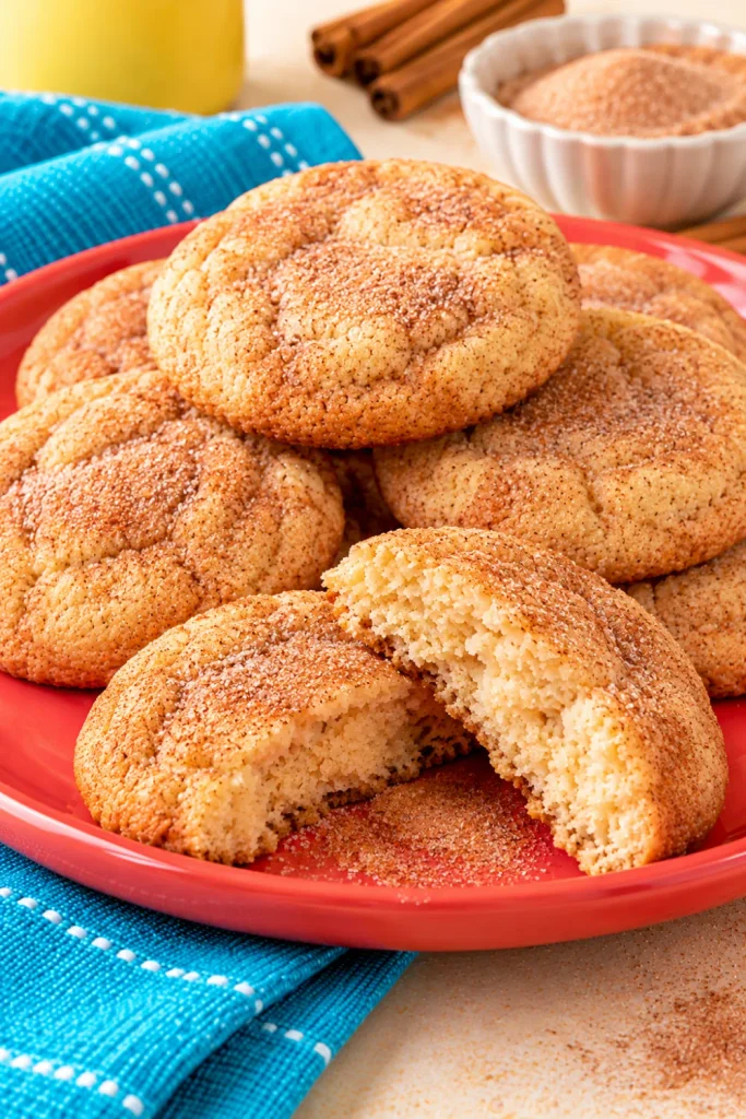 Soft snickerdoodle cookies with cinnamon sugar coating, tender buttery centers, and lightly golden edges from an easy homemade cookie recipe.